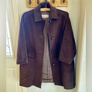 Max Mara Dark Chocolate Brown Wool Cashmere Coat